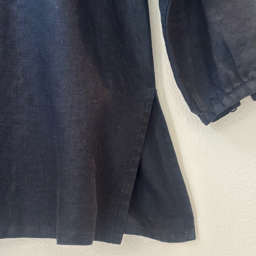 EILEEN FISHER Black Linen Button Up Tunic - Picture 3 of 7